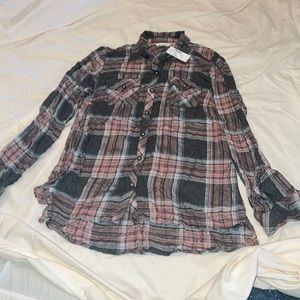 Xs flannel gray and pink